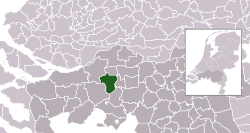 Highlighted position of Oosterhout in a municipal map of North Brabant