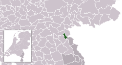 Highlighted position of Mook en Middelaar in a municipal map of Limburg