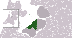 Highlighted position of Lelystad in a municipal map of Flevoland