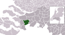 Highlighted position of Roosendaal in a municipal map of North Brabant