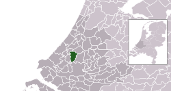 Highlighted position of Pijnacker-Nootdorp in a municipal map of South Holland