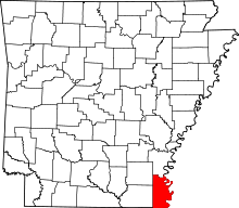 State map highlighting Chicot County