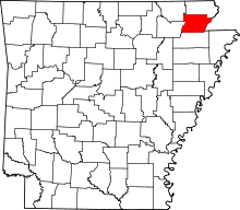 Map of Arkansas highlighting Greene County