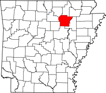 Map of Arkansas highlighting Independence County