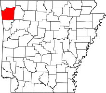 Map of Arkansas highlighting Washington County