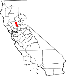 State map highlighting Sutter County