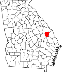 Map of Georgia highlighting Jenkins County