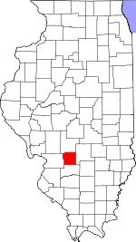 State map highlighting Bond County