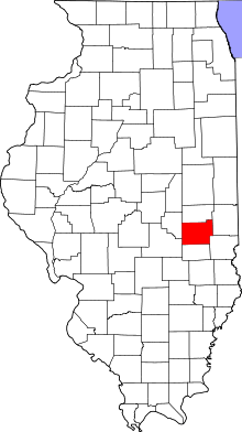 State map highlighting Coles County