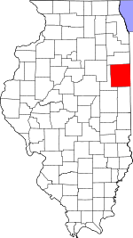 Map of Illinois highlighting Iroquois County