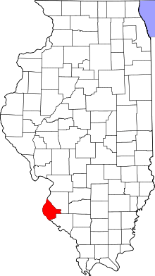 Map of Illinois highlighting Monroe County