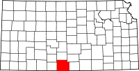 Map of Kansas highlighting Barber County