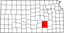 Map of Kansas highlighting Butler County