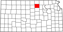 Map of Kansas highlighting Cloud County