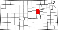 Map of Kansas highlighting Dickinson County