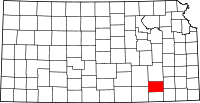 Map of Kansas highlighting Elk County