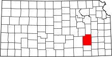 Map of Kansas highlighting Greenwood County