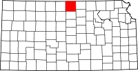 Map of Kansas highlighting Jewell County