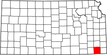 Map of Kansas highlighting Labette County