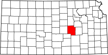 Map of Kansas highlighting Marion County