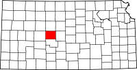 Map of Kansas highlighting Rush County