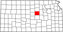 Map of Kansas highlighting Saline County