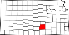 Map of Kansas highlighting Sedgwick County