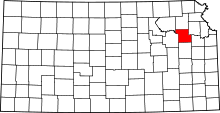 Map of Kansas highlighting Shawnee County