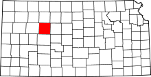 Map of Kansas highlighting Trego County