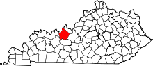 Map of Kentucky highlighting Breckinridge County