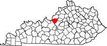 Map of Kentucky highlighting Bullitt County