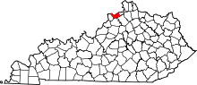 Map of Kentucky highlighting Carroll County