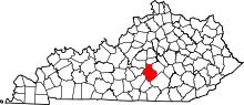 Map of Kentucky highlighting Casey County