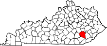 Map of Kentucky highlighting Clay County