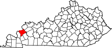 Map of Kentucky highlighting Crittenden County