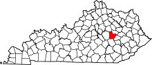 State map highlighting Estill County