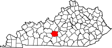 Map of Kentucky highlighting Hart County