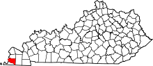 Map of Kentucky highlighting Hickman County