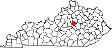 Map of Kentucky highlighting Jessamine County