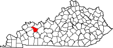 Map of Kentucky highlighting McLean County