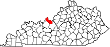 Map of Kentucky highlighting Meade County