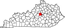 Map of Kentucky highlighting Mercer County