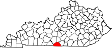 Map of Kentucky highlighting Monroe County