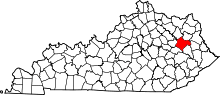 Map of Kentucky highlighting Morgan County