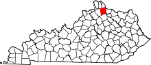 Map of Kentucky highlighting Pendleton County