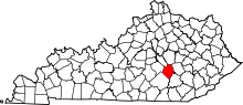 State map highlighting Rockcastle County