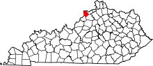 Map of Kentucky highlighting Trimble County