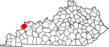 Map of Kentucky highlighting Union County