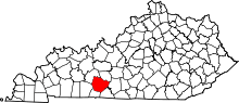 Map of Kentucky highlighting Warren County