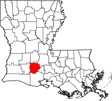 Map of Louisiana highlighting Acadia Parish